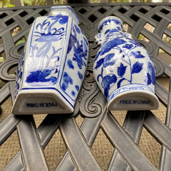Chinoiserie Wall Pockets - Blue and White Wall Vases - Picture 14 of 14